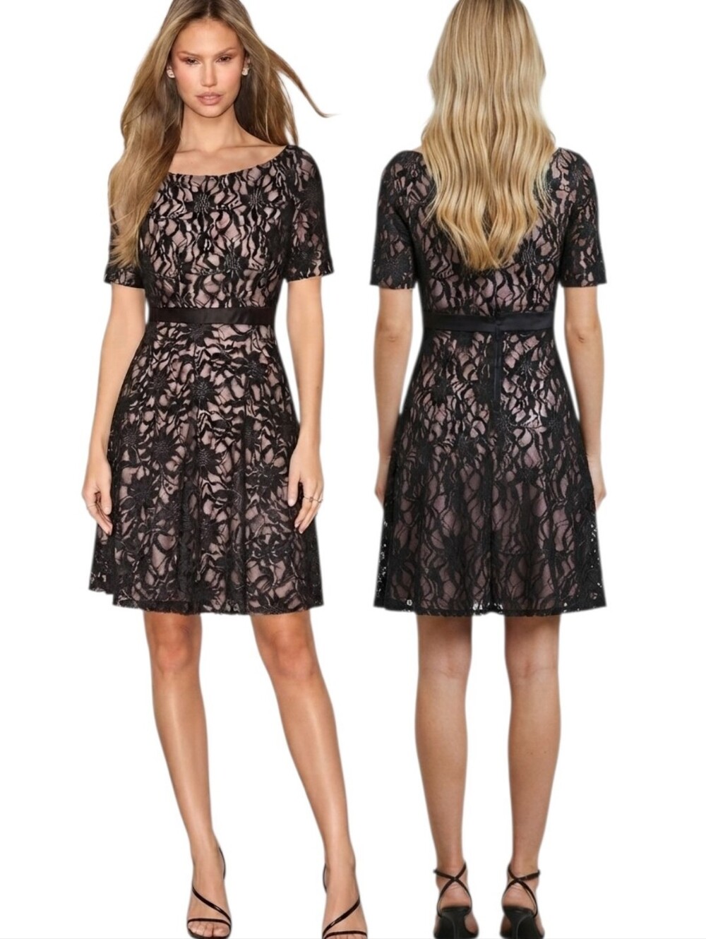 PATRA Black Lace Fit & Flare Cocktail Dress - Size 10